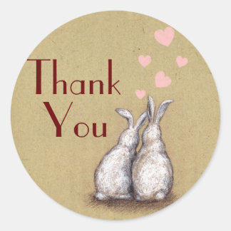 Adesivo Redondo Forever Love Bunnies Personalizado Obrigado Sticke