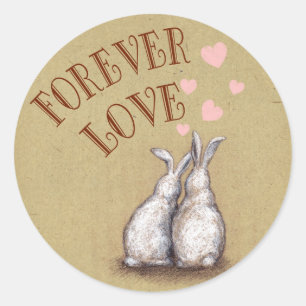 Adesivo Redondo Forever Love Bunnies Sticker