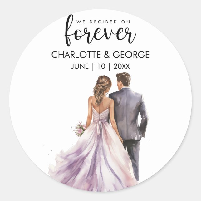 Adesivo Redondo Forever Wedde Node Groom Back Watercolor (Frente)