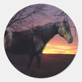 Adesivo Redondo ForeverMorgãos Cavalo Negro em Roxo