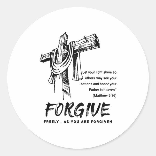 Adesivo Redondo Forgive Cross Christian Faith Tee  (Frente)