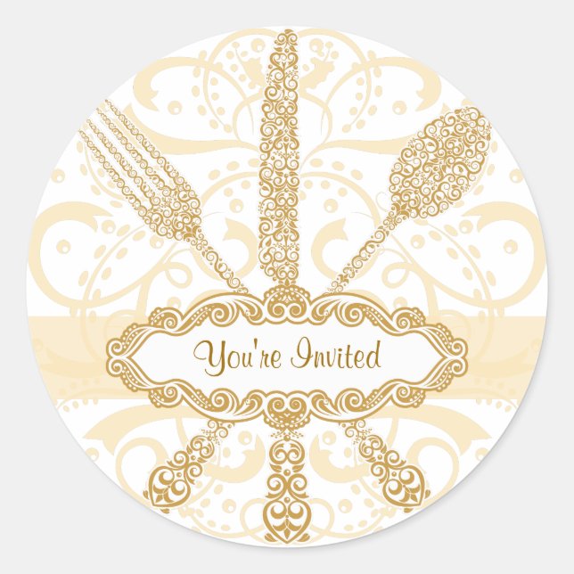 Adesivo Redondo Fork Knife Spoon Sticker (Frente)