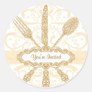 Adesivo Redondo Fork Knife Spoon Sticker