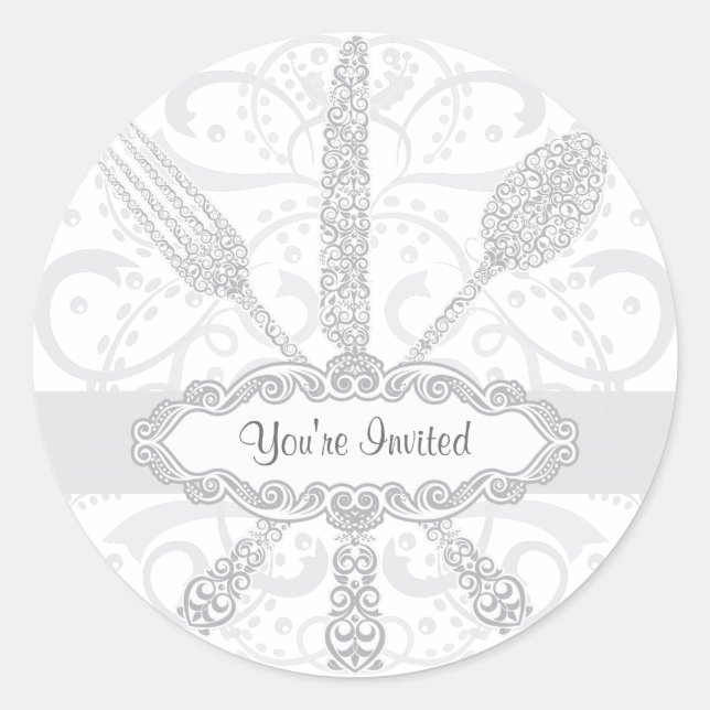 Adesivo Redondo Fork Knife Spoon Sticker (Frente)