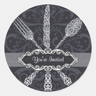 Adesivo Redondo Fork Knife Spoon Sticker