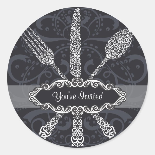 Adesivo Redondo Fork Knife Spoon Sticker (Frente)