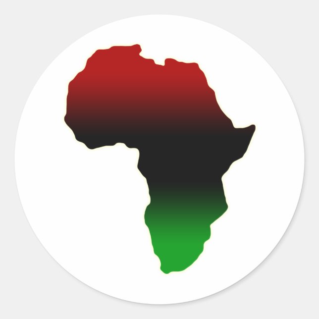 Adesivo Redondo Forma África Vermelha, Negra e Verde (Frente)