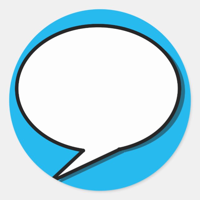 Adesivo Redondo forma de elipse-seta-bolha de fala (Frente)