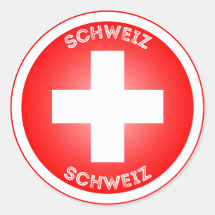 Adesivo Redondo Forma do Círculo Cruzado de Schweiz Suíço