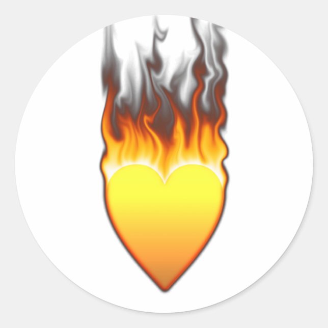 Adesivo Redondo Forma Flame Heart Design II (Frente)