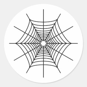 Adesivo Redondo Forma Simples de Teia de Aranha de Halloween Preta
