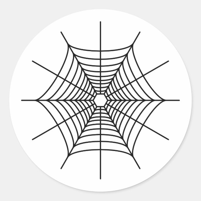 Adesivo Redondo Forma Simples de Teia de Aranha de Halloween Preta (Frente)