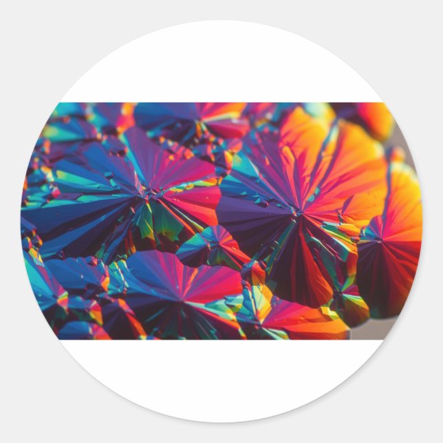 Adesivo Redondo Formação de Cristal Microscópico (Frente)