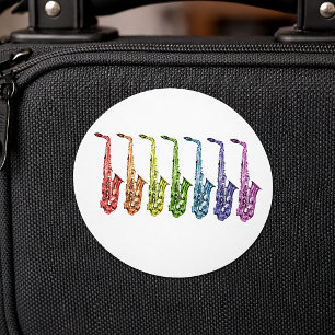 Adesivo Redondo Formação de Saxofone Arco-íris