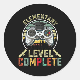 Adesivo Redondo Formado no Nível Elementar Gamer Completo Nível El