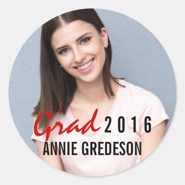 Adesivo Redondo Formando 2016, fotografia de graduação moderna man (Frente)