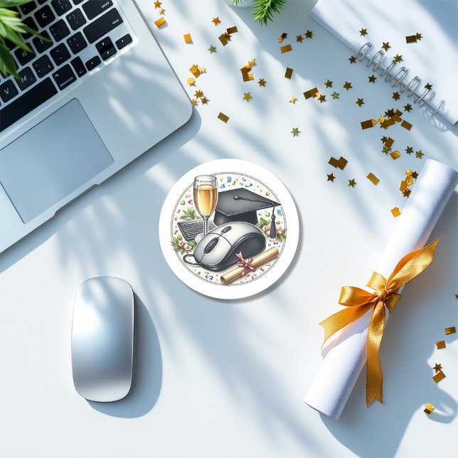 Adesivo Redondo Formando de Ciência da Computação e Tecnologia da  (Computer Science & Information Technology Graduate Classic Round Sticker)