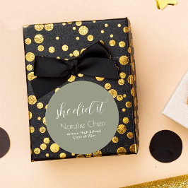 Adesivo Redondo Formando de Fontes Elegantes Verdes do Modern Sage