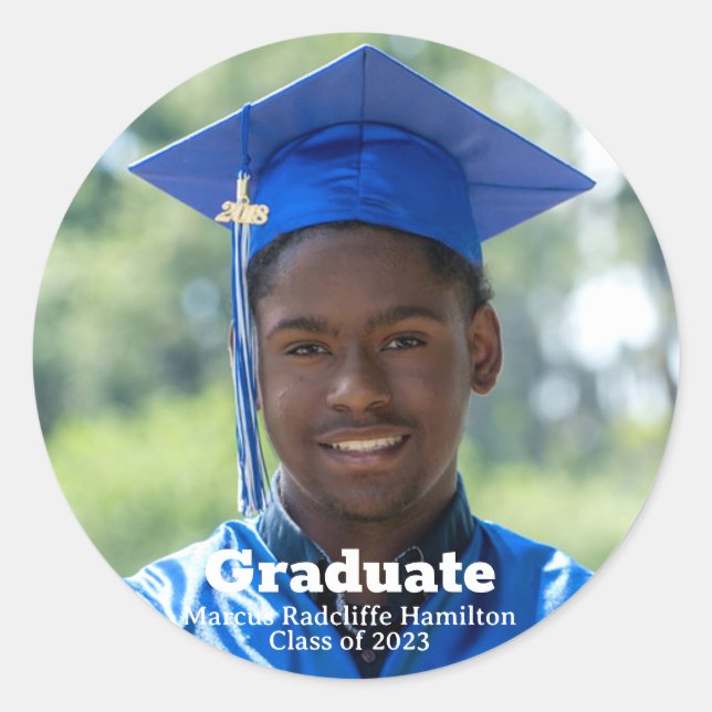 Adesivo Redondo Formando de graduação personalizado foto-moderno (Frente)