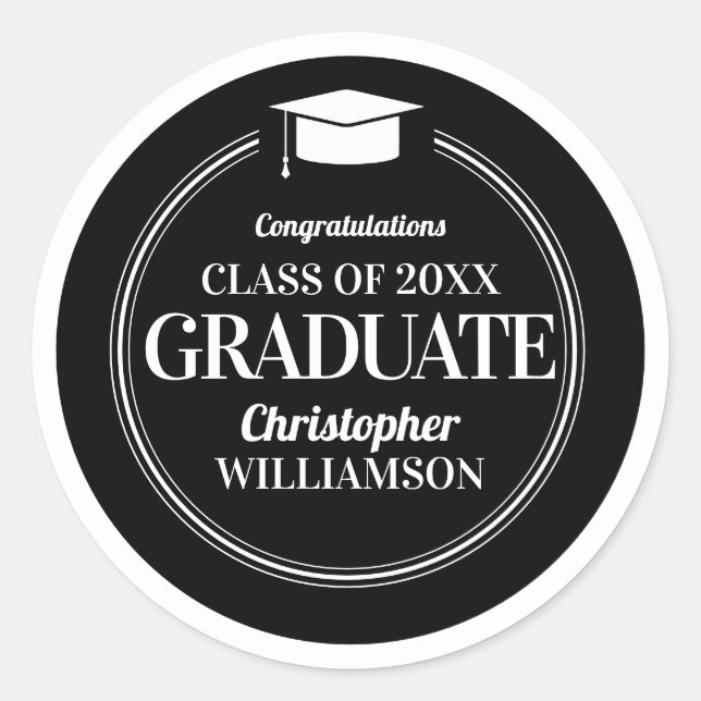 Adesivo Redondo Formando de Parabéns modernos da Tendy (Frente)