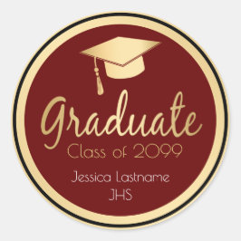 Adesivo Redondo Formando de qualquer ano Dourado