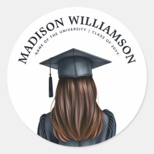 Adesivo Redondo Formando Feminino Personalizado de Graduação Moder