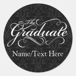 Adesivo Redondo Formando Personalizado, Graduação Negra Elegante