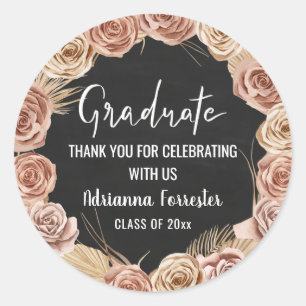 Adesivo Redondo Formando Script Boho Rosas Wreath Chalkboard