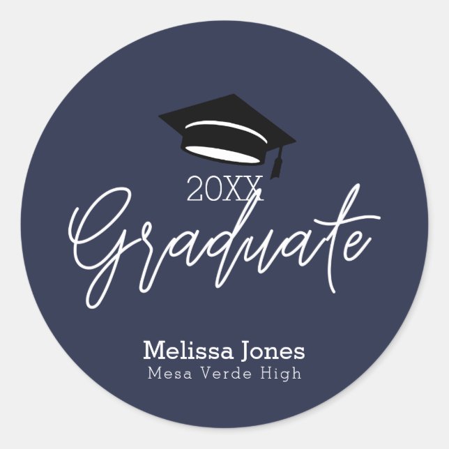 Adesivo Redondo FORMANDO Script Moderno de Graduação do Formando Q (Frente)