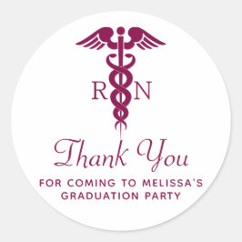 Adesivo Redondo Formando Simples Red Caduceus RN Obrigado