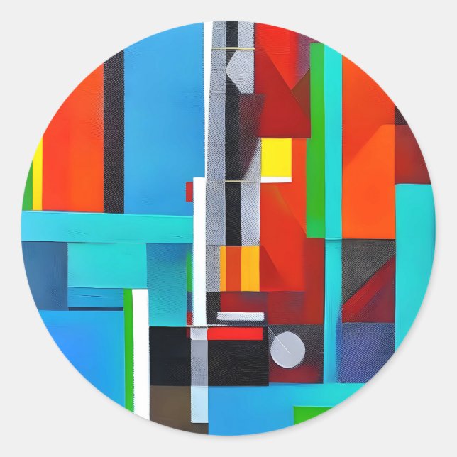 Adesivo Redondo Formas de Abstrato de Arte Geométrica (Frente)