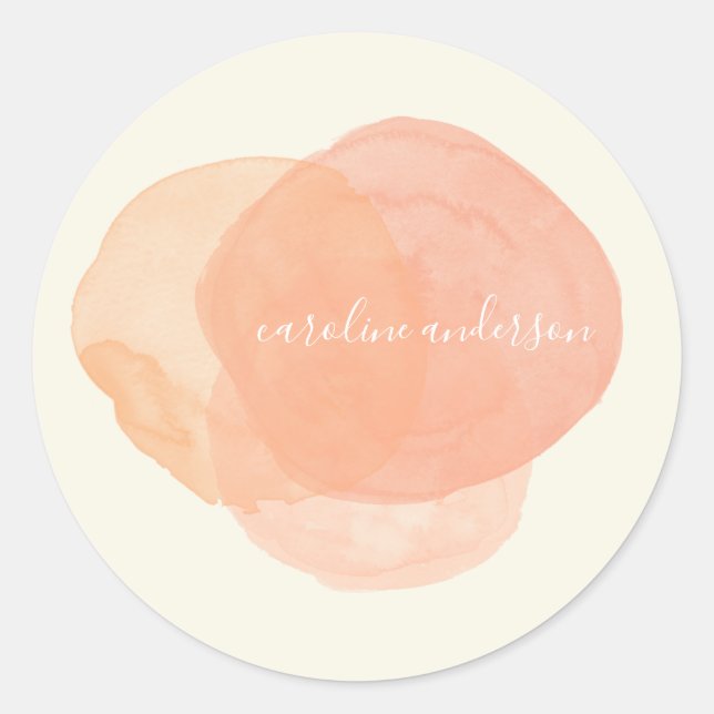 Adesivo Redondo Formas de Aquarela abstrato na Pêssego Personaliza (Frente)