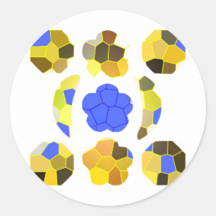 Adesivo Redondo Formas de Rico de Ilustração Azul Amarelo
