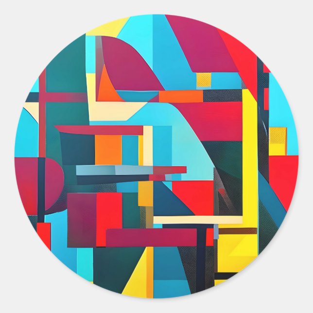 Adesivo Redondo Formas Geométricas de Abstrato de Textura (Frente)