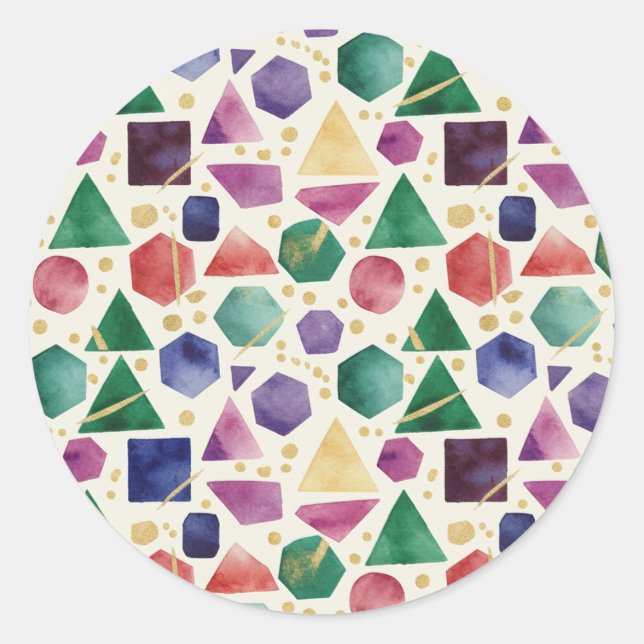 Adesivo Redondo Formas Geométricas de Aquarela Boêmia & Acento Dou (Frente)