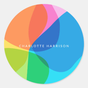 Adesivo Redondo Formas Geométricas Modernas Coloridas e Bonitas P