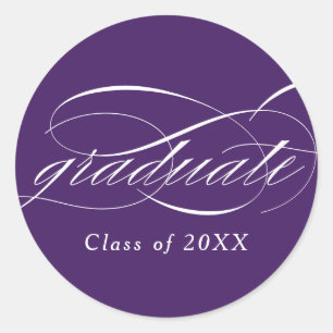 Adesivo Redondo Formatação de Script Elegante Moderno Roxo
