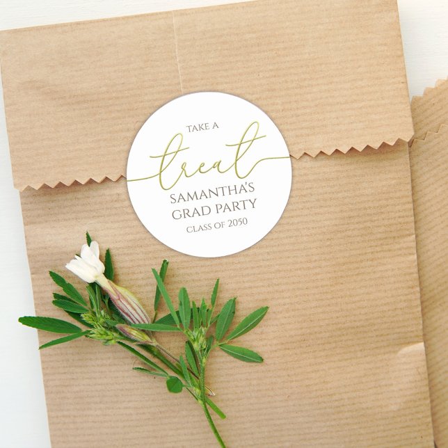 Adesivo Redondo Formatação Dourada Caligrafia Script Simples Trata (Criador carregado)