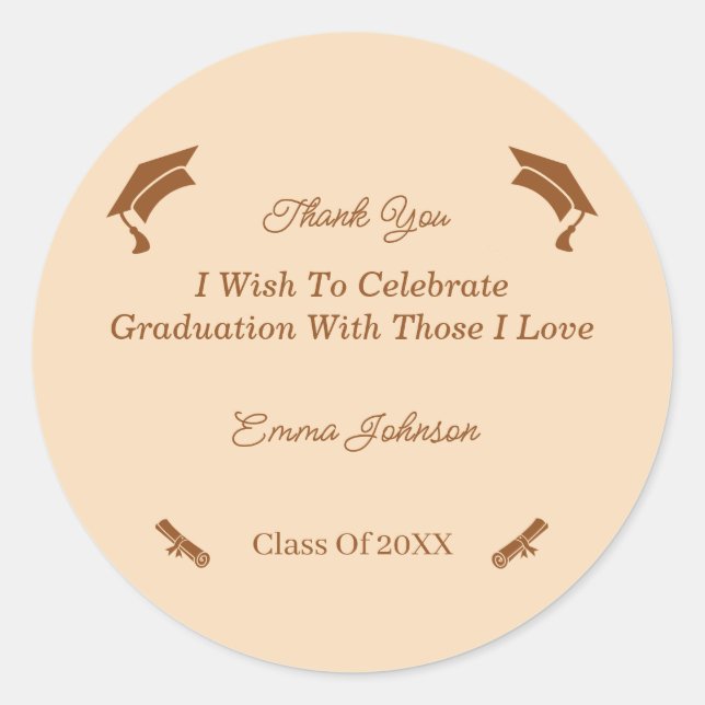 Adesivo Redondo Formatação Personalizada Simples Castanho E bege (Frente)