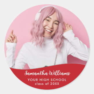 Adesivo Redondo Formatura 2 Foto Script Yay Grad Personalizado
