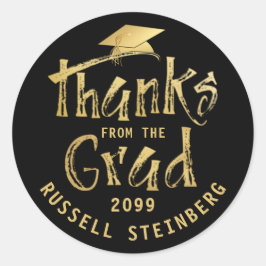 Adesivo Redondo Formatura AGRADECIMENTOS DA GRAD Pincelada Dourada