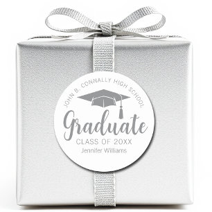 Adesivo Redondo Formatura Cinza Prata Chic Personalizada