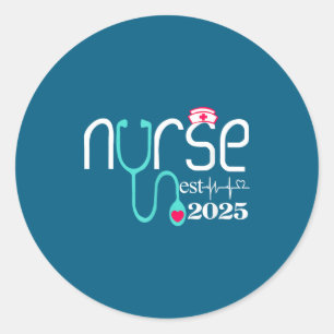 Adesivo Redondo Formatura da escola de enfermagem Nurse est 2025 r