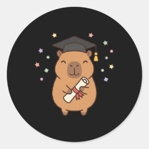 Adesivo Redondo Formatura de Capivara Fofa Cl De 2026 Sênior Diver