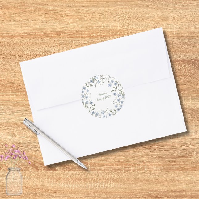 Adesivo Redondo Formatura de Flor Silvestre Azul (Criador carregado)