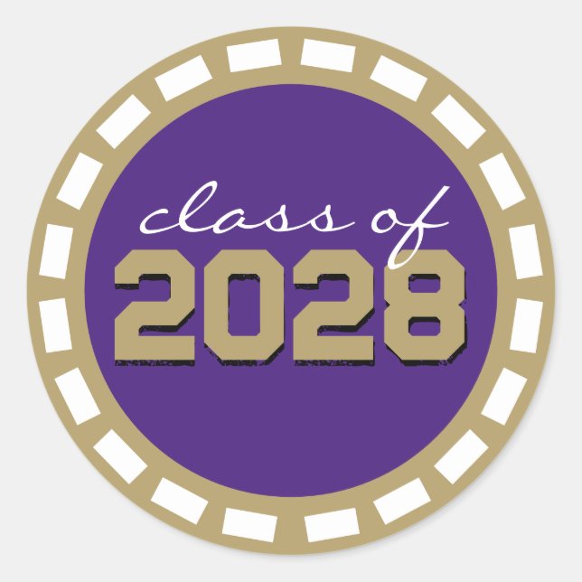 Adesivo Redondo Formatura de tira de filme dourado roxo e bronze (Frente)