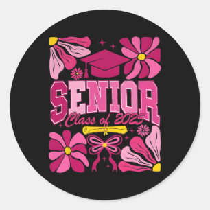 Adesivo Redondo Formatura Floral Groovy Senior 2025 Turma De 2025