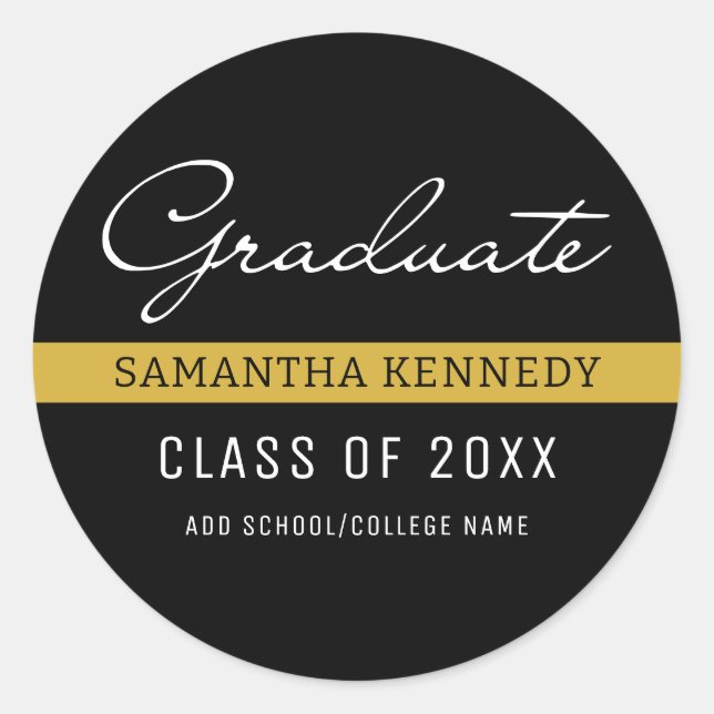 Adesivo Redondo Formatura Moderno Preto e Dourado 2025   (Frente)
