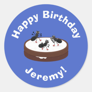 Adesivo Redondo Formigas felizes patinando em desenhos animados