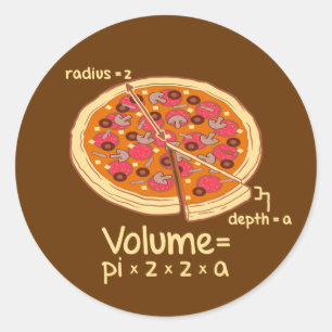 Adesivo Redondo Fórmula matemática = Pi*z*z*a do volume da pizza